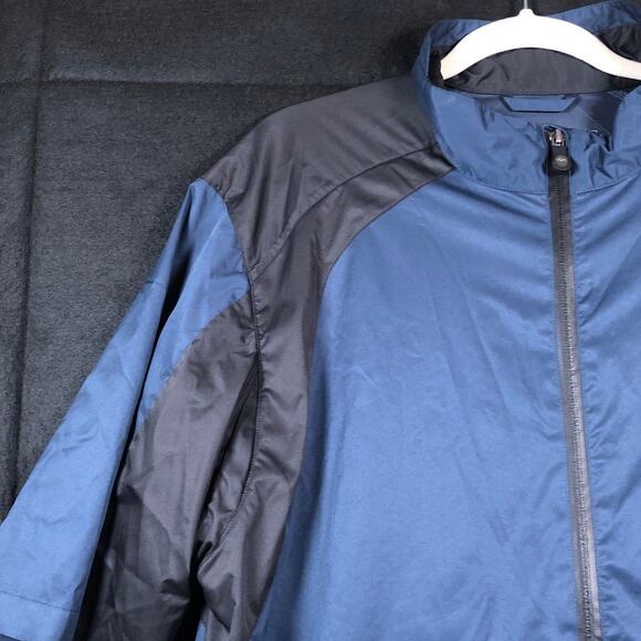 Greg Norman Mens Jacket Blue Black Full Zip Epic 1/2 Sleeve Golf Rain Large - Picture 3 of 12